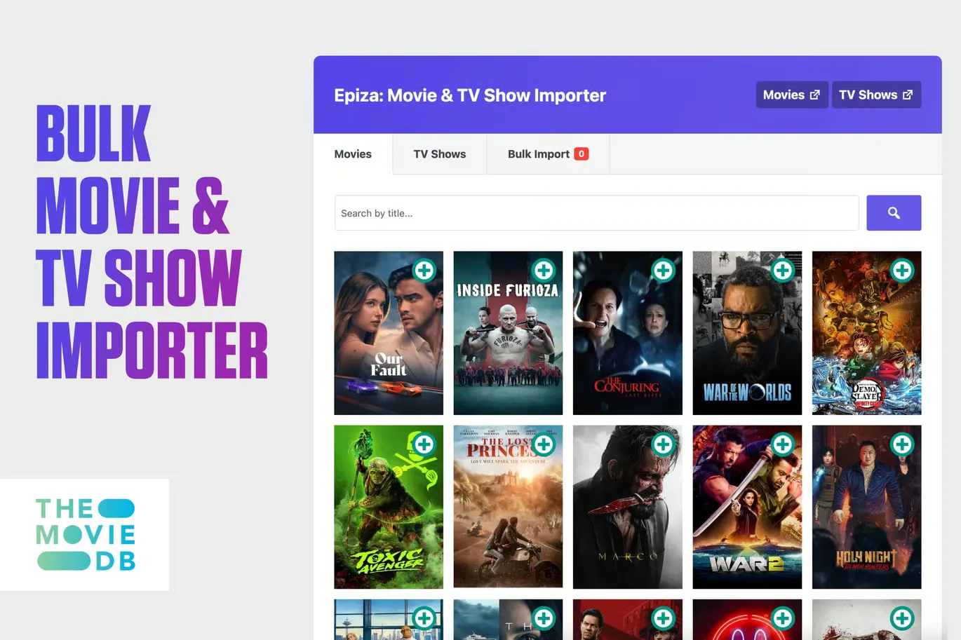 Epiza: Bulk Movie & TV Show Importer For WordPress