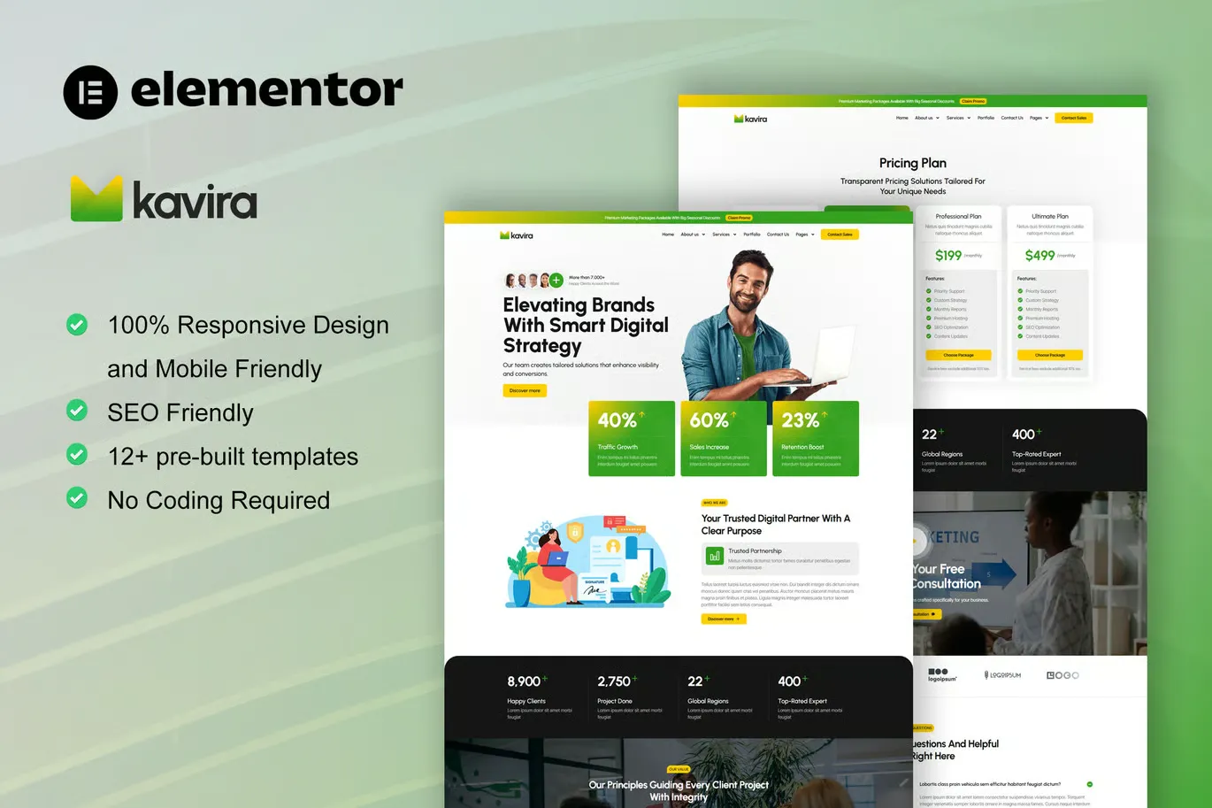 Kavira - Digital Marketing Agency Elementor Pro Template Kit