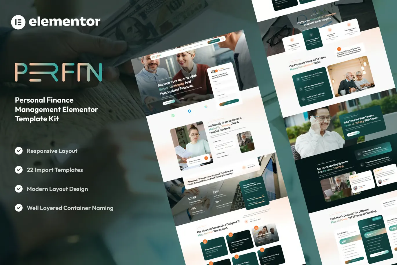 Perfin - Personal Finance Management Elementor Template Kit