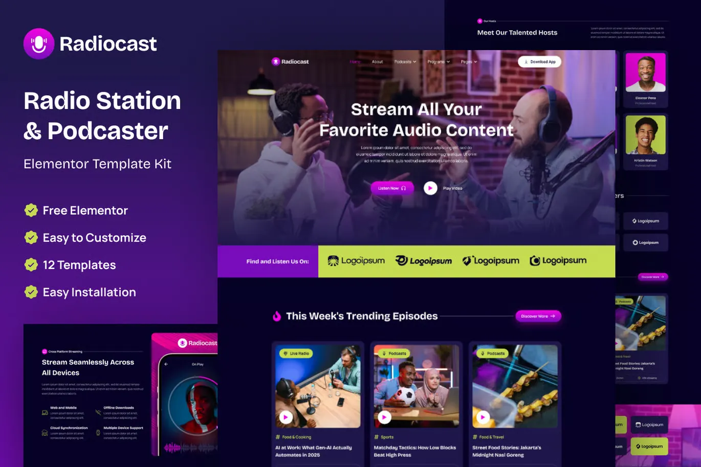 Radiocast – Radio Station & Podcaster Elementor Template Kit