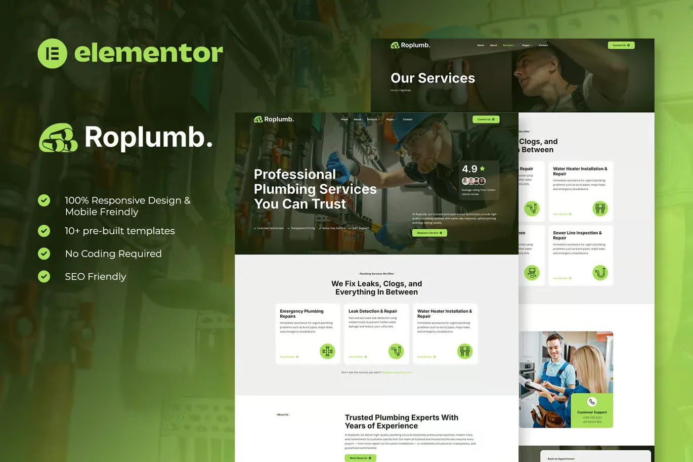 Roplumb - Plumbing Service Elementor Template Kit