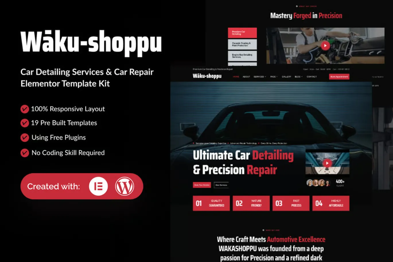 Waku-shoppu - Car Detailing Service & Car Repair Elementor Template Kit